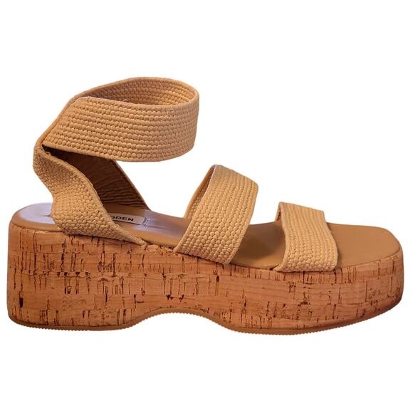 Steve Madden Women Sashes Ankle Strap Wedge Heel Sandals Size US 6M Beige Raffia - Picture 3 of 6